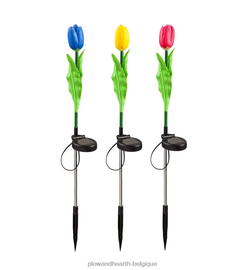 60H082240 Plow & Hearth tuteur solaire de jardin tulipe - jaune cour et jardin