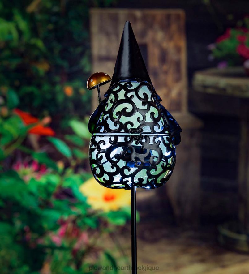 60H082243 Plow & Hearth Piquet de jardin solaire secret 36 h - gnome cour et jardin