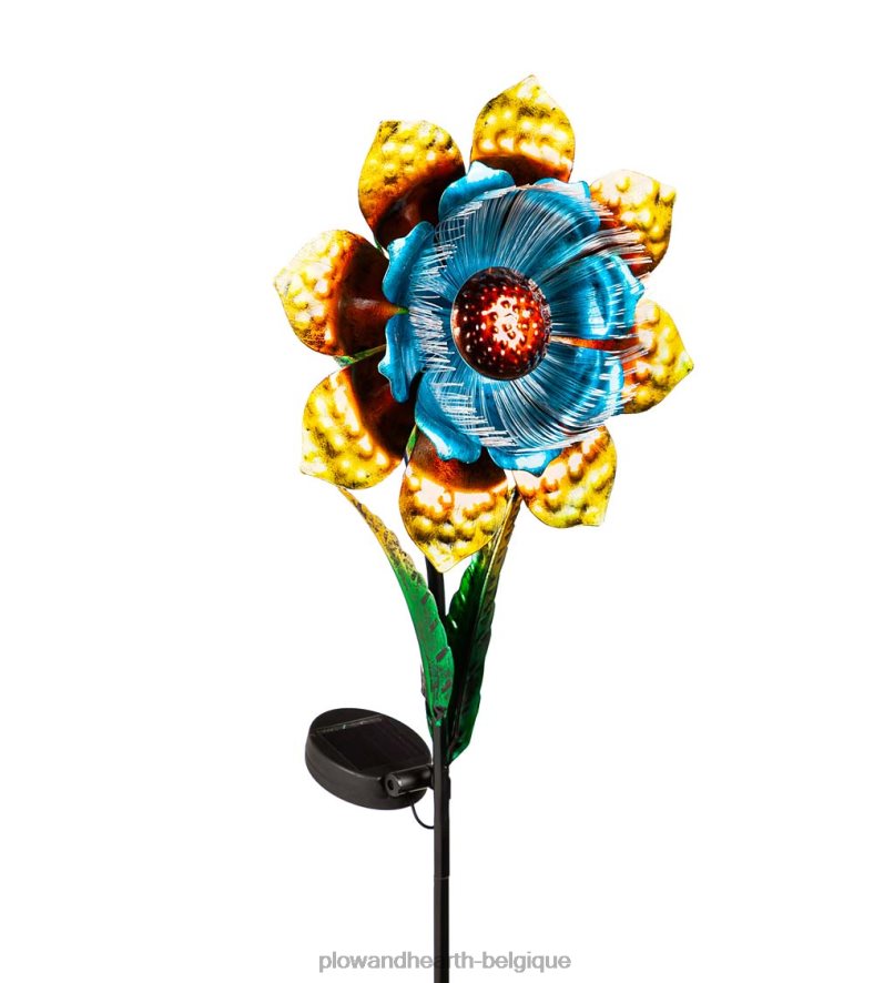 60H082446 Plow & Hearth Piquet de jardin solaire à fibre optique florale - bleu cour et jardin