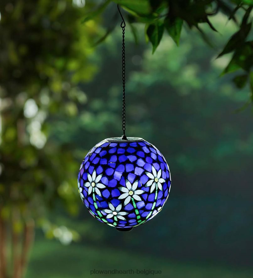 60H082417 Plow & Hearth boule d'observation en mosaïque suspendue solaire - florale cour et jardin
