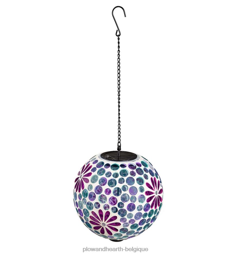 60H082417 Plow & Hearth boule d'observation en mosaïque suspendue solaire - florale cour et jardin