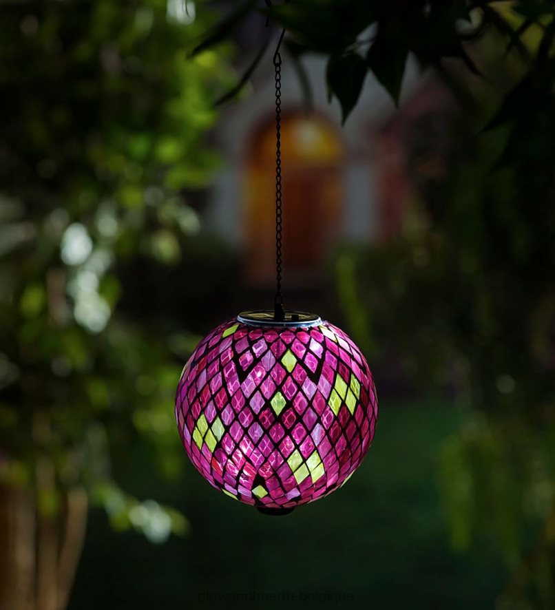 60H082417 Plow & Hearth boule d'observation en mosaïque suspendue solaire - florale cour et jardin