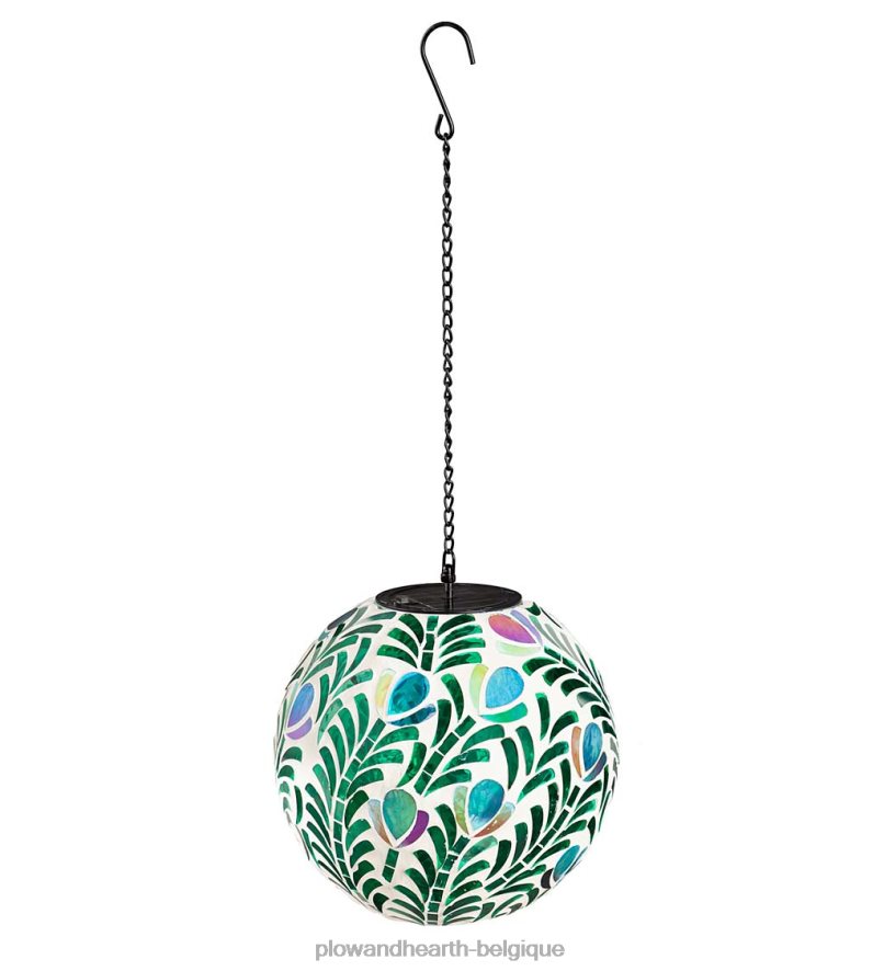 60H082417 Plow & Hearth boule d'observation en mosaïque suspendue solaire - florale cour et jardin