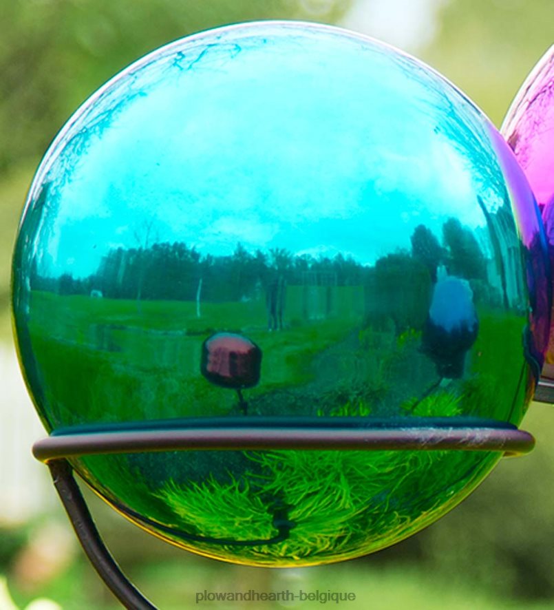 60H08266 Plow & Hearth boules d'observation en acier inoxydable et présentoirs en fer cour et jardin