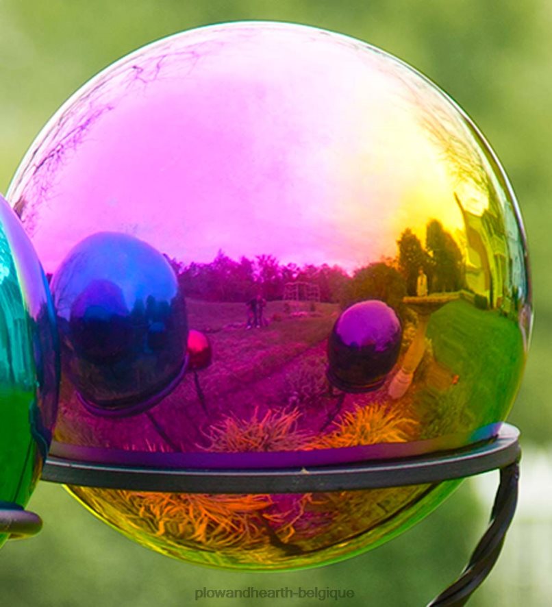 60H08266 Plow & Hearth boules d'observation en acier inoxydable et présentoirs en fer cour et jardin