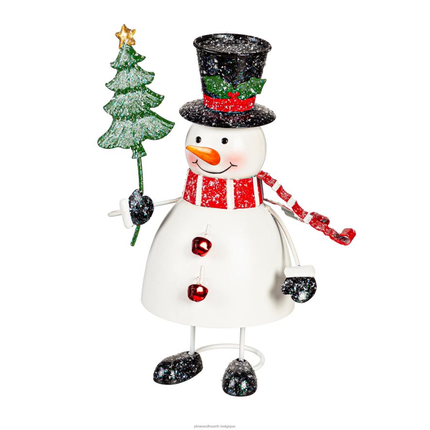 60H082154 Plow & Hearth statue de bonhomme de neige en métal cour et jardin