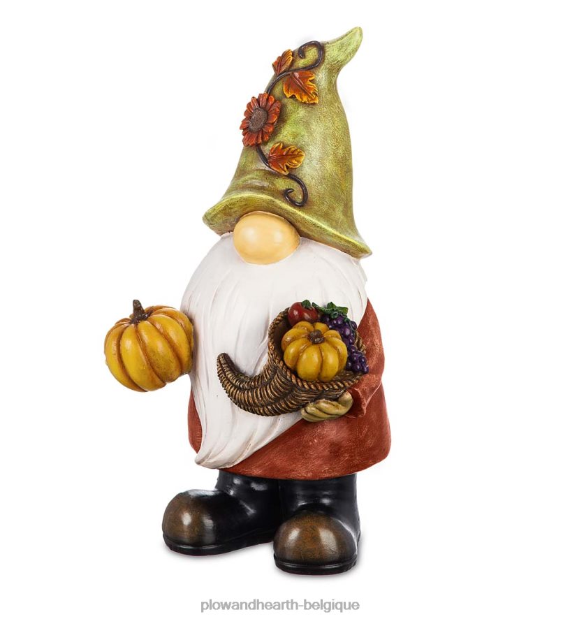 60H082174 Plow & Hearth statue de nain de jardin de récolte d'automne - dame avec tarte cour et jardin