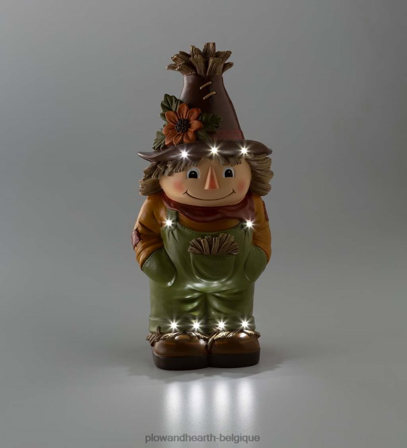 60H082201 Plow & Hearth Statue courte d'épouvantail éclairée intérieure/extérieure cour et jardin