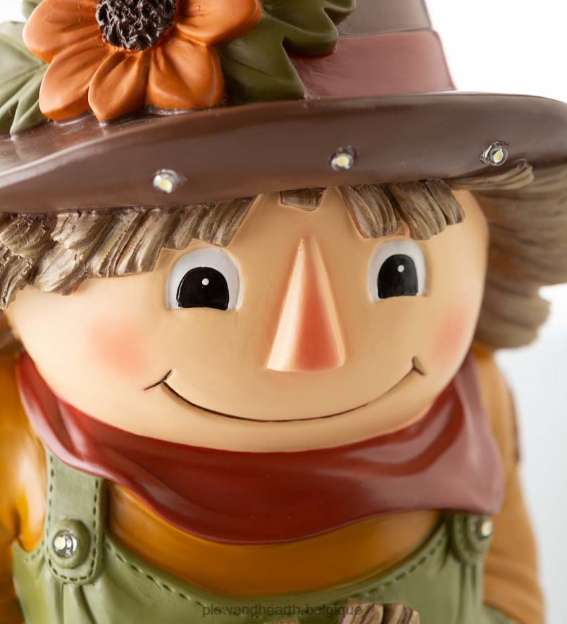 60H082201 Plow & Hearth Statue courte d'épouvantail éclairée intérieure/extérieure cour et jardin