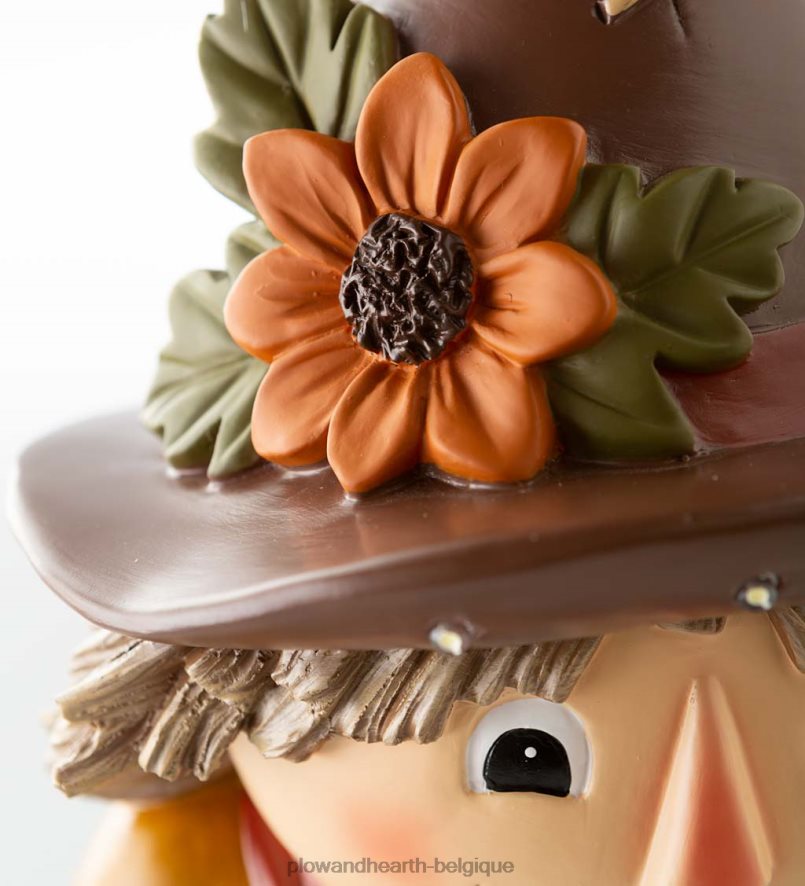 60H082201 Plow & Hearth Statue courte d'épouvantail éclairée intérieure/extérieure cour et jardin