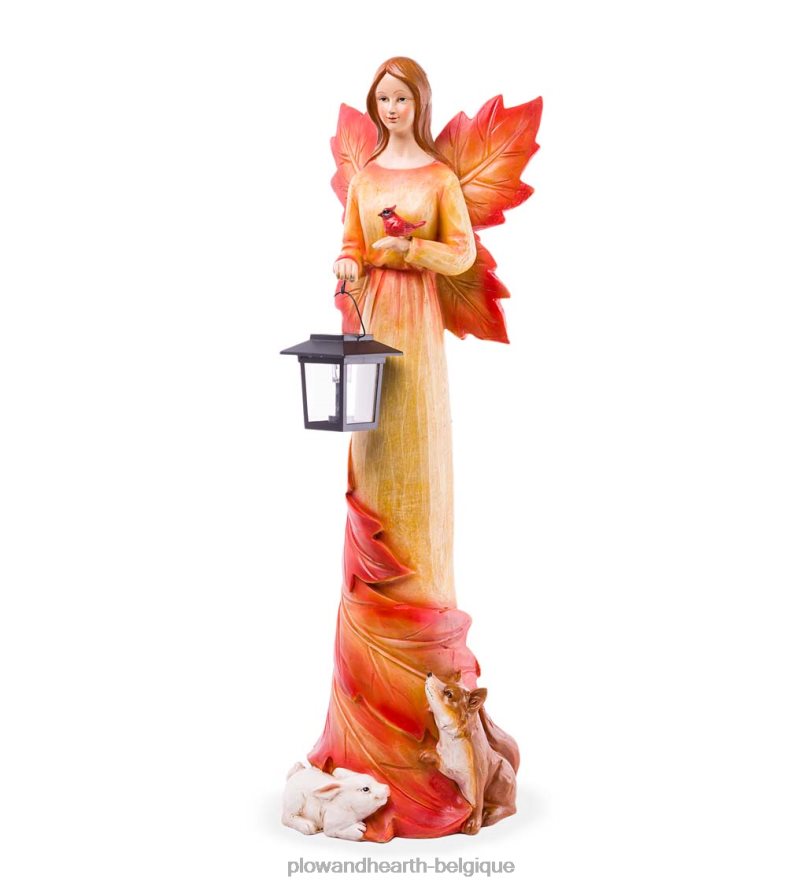 60H082246 Plow & Hearth statue de jardin ange et amis feuillage d'automne solaire cour et jardin