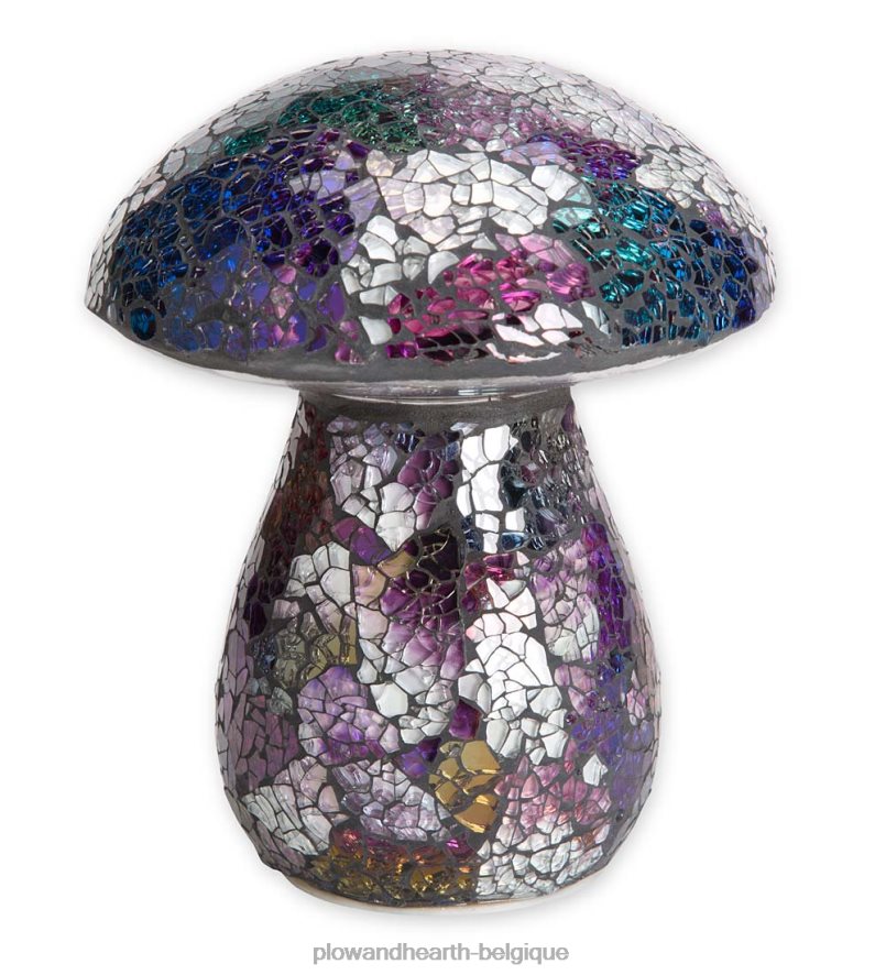 60H082420 Plow & Hearth ornement de pelouse de champignon de mosaïque de verre - ambre cour et jardin
