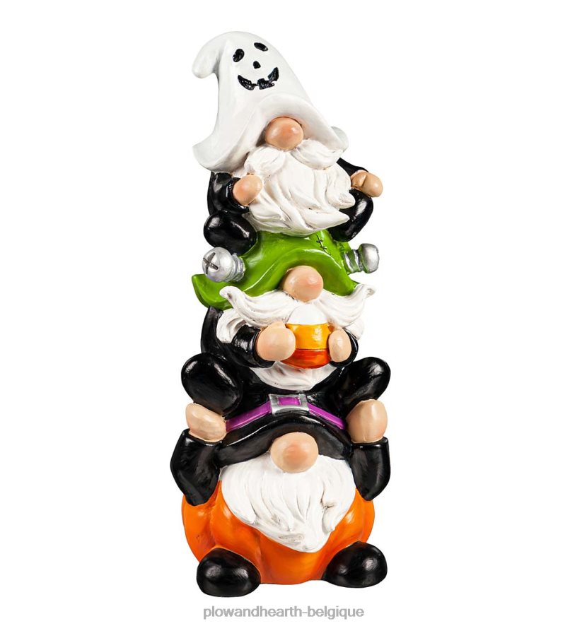 60H082425 Plow & Hearth trio de gnomes d'Halloween empilés cour et jardin