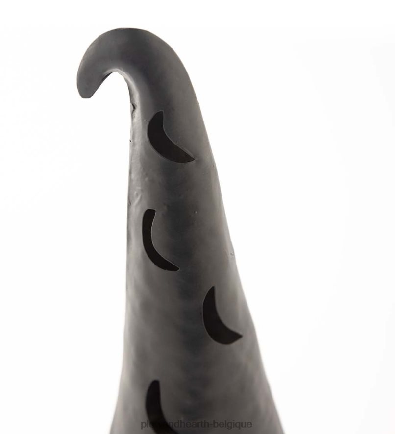 60H082429 Plow & Hearth Gnome de sorcière d'Halloween éclairé - noir cour et jardin