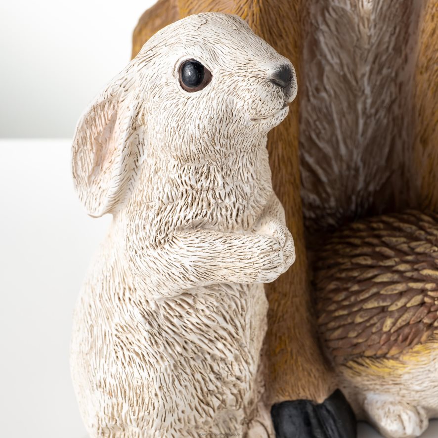 60H08277 Plow & Hearth statue solaire cerf et amis cour et jardin