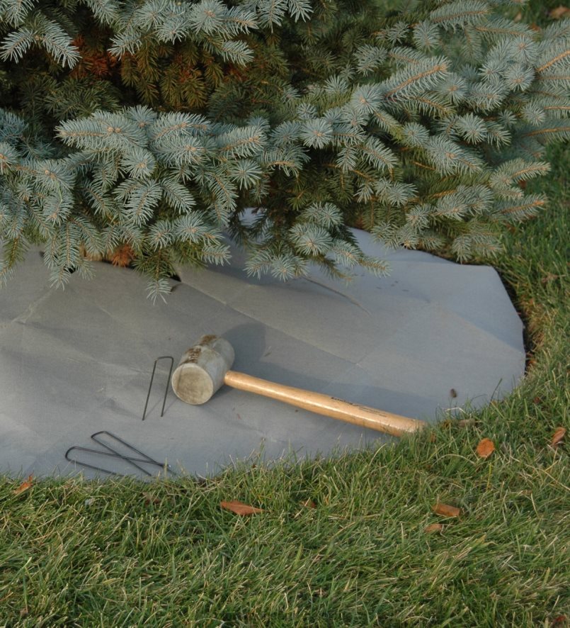 60H082673 Plow & Hearth Kit de bordure en bloc de roche simulée et barrière contre les mauvaises herbes en tissu cour et jardin