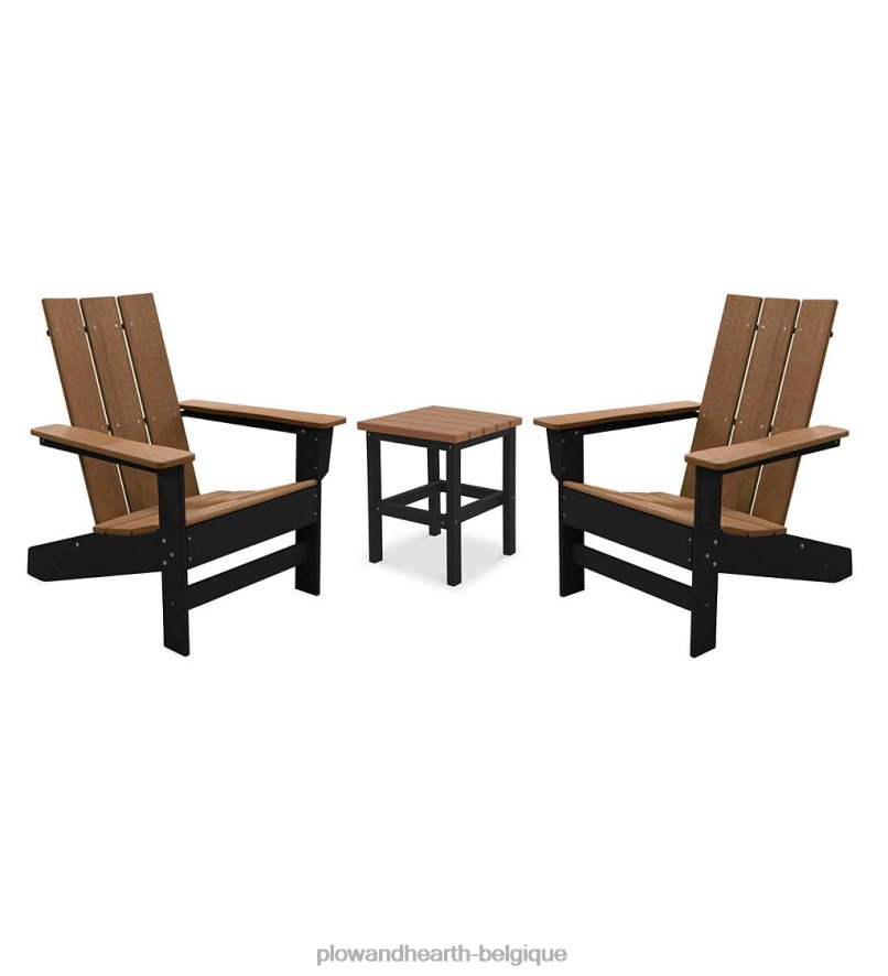 60H082683 Plow & Hearth ensemble de sièges d'extérieur 3 pièces May River - gris côtier/blanc cour et jardin