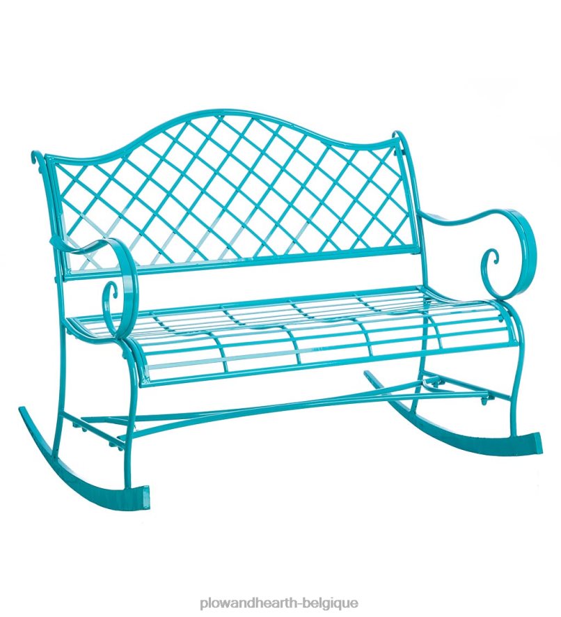 60H082685 Plow & Hearth chaise à bascule en métal turquoise intérieur/extérieur enduit de poudre - turquoise cour et jardin