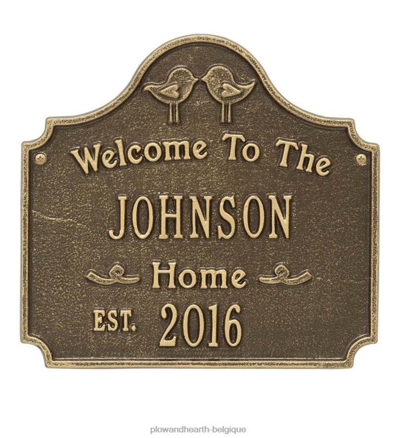 60H082704 Plow & Hearth plaque de maison personnalisée en fonte d’aluminium pour oiseaux d’amour - bronze antique cour et jardin