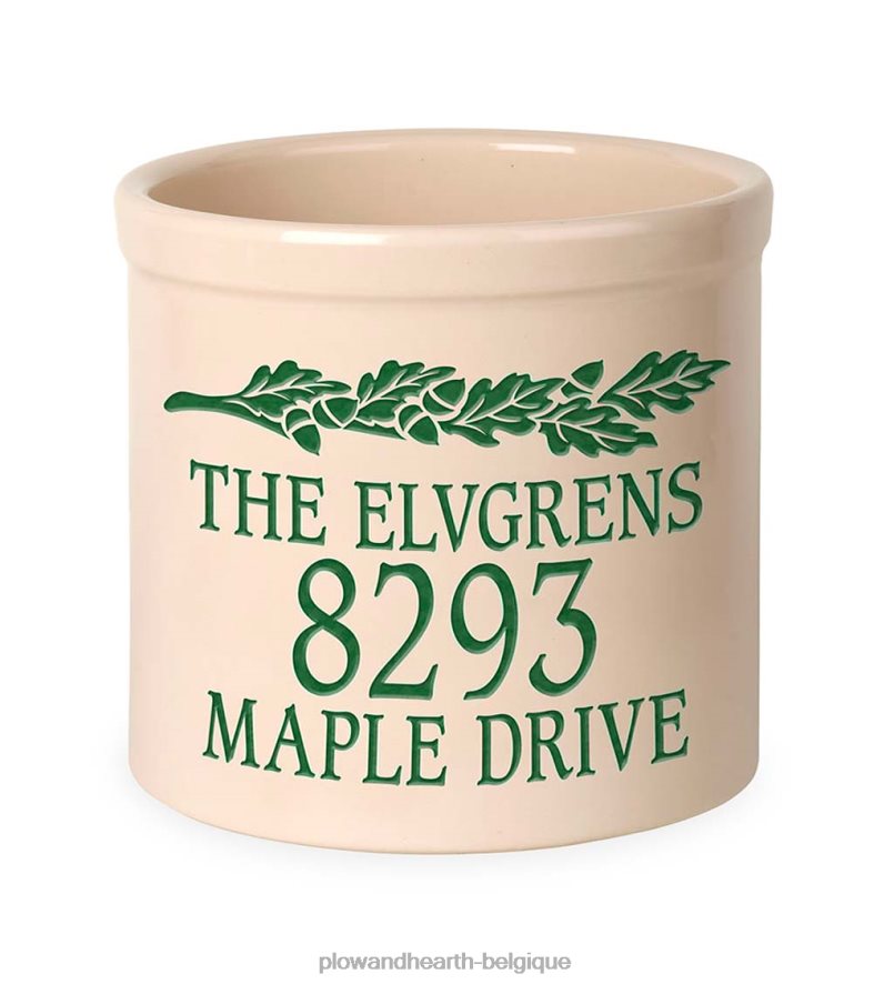 60H082710 Plow & Hearth Pot d'adresse personnalisé en forme de gland avec nom et numéro de maison - rouge cour et jardin