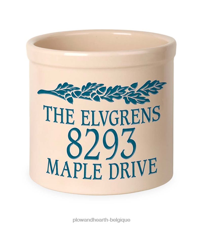 60H082710 Plow & Hearth Pot d'adresse personnalisé en forme de gland avec nom et numéro de maison - rouge cour et jardin