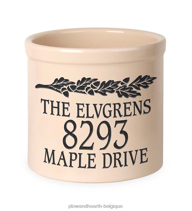 60H082710 Plow & Hearth Pot d'adresse personnalisé en forme de gland avec nom et numéro de maison - rouge cour et jardin