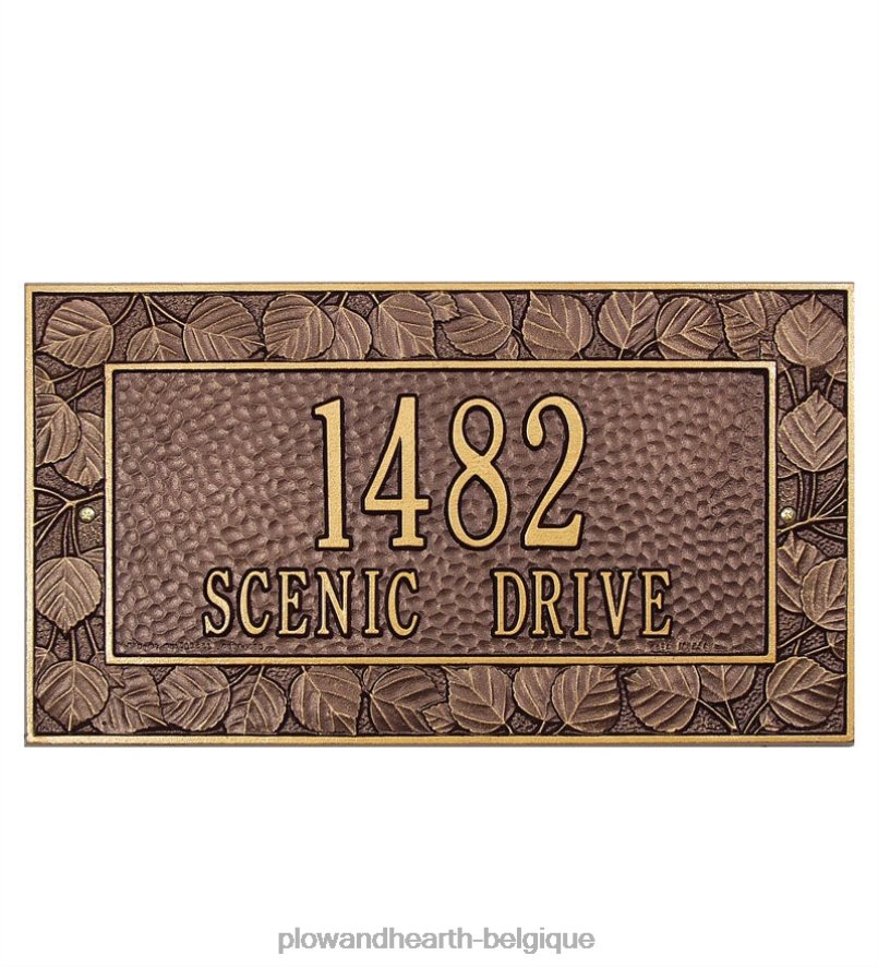 60H082728 Plow & Hearth plaque d'adresse tremble personnalisée de fabrication américaine en fonte d'aluminium - noire cour et jardin