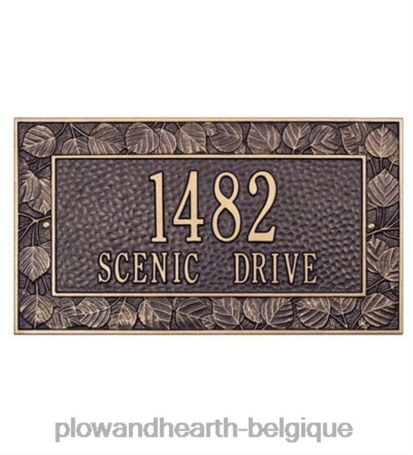 60H082728 Plow & Hearth plaque d'adresse tremble personnalisée de fabrication américaine en fonte d'aluminium - noire cour et jardin