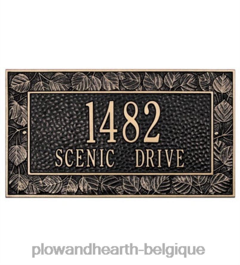 60H082728 Plow & Hearth plaque d'adresse tremble personnalisée de fabrication américaine en fonte d'aluminium - noire cour et jardin