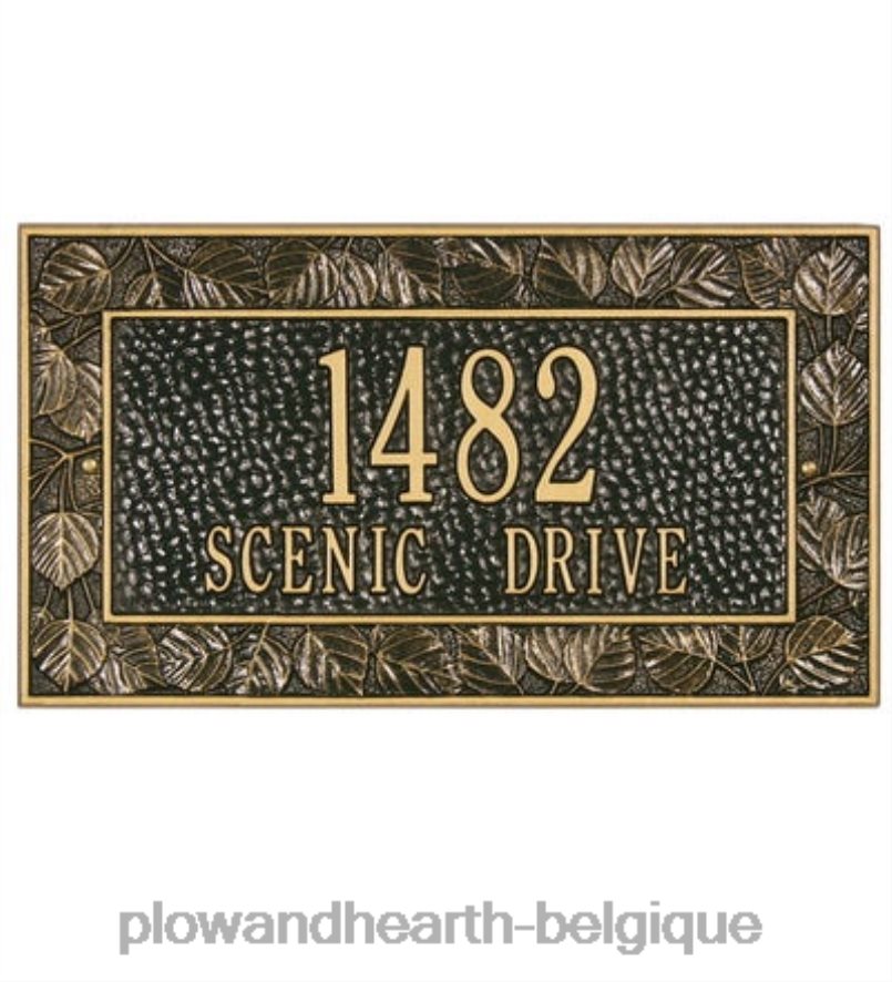 60H082728 Plow & Hearth plaque d'adresse tremble personnalisée de fabrication américaine en fonte d'aluminium - noire cour et jardin