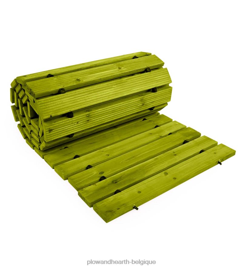 60H082689 Plow & Hearth Allée portative en bois dur droit déployable vert mousse de 6 pi cour et jardin