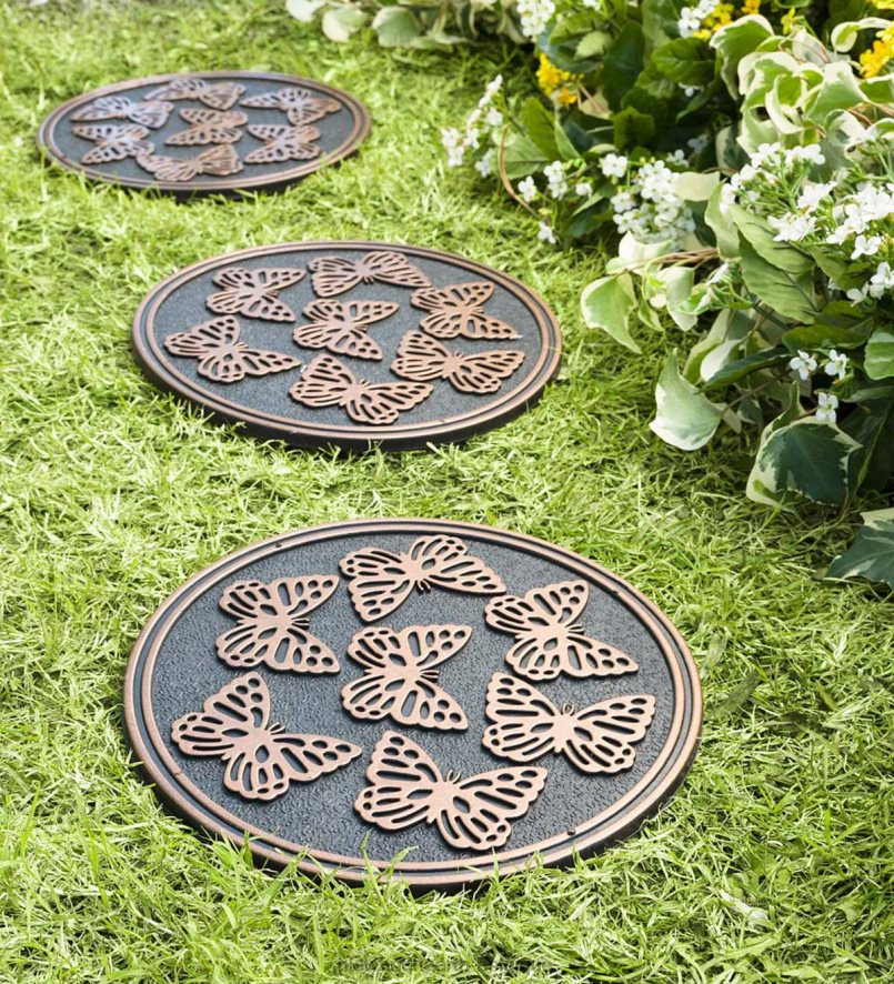 60H082690 Plow & Hearth Tremplins en caoutchouc recyclé, lot de 3 - abeilles dorées cour et jardin