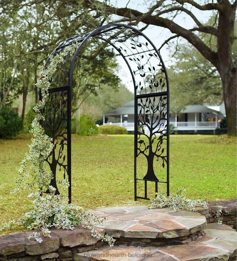60H082652 Plow & Hearth tonnelle de jardin voûtée en métal avec motif arbre de vie cour et jardin