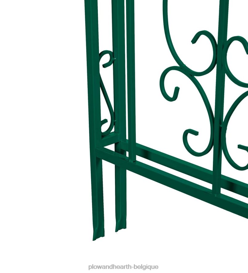 60H082663 Plow & Hearth tonnelle de jardin en métal à volutes montebello colorées avec portail - vert cour et jardin