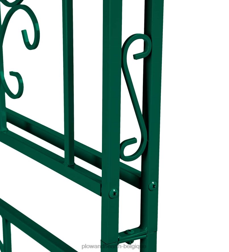 60H082663 Plow & Hearth tonnelle de jardin en métal à volutes montebello colorées avec portail - vert cour et jardin