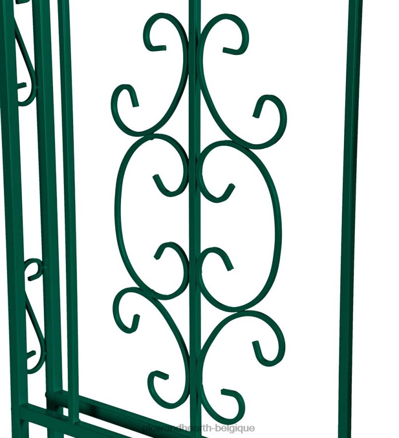 60H082663 Plow & Hearth tonnelle de jardin en métal à volutes montebello colorées avec portail - vert cour et jardin