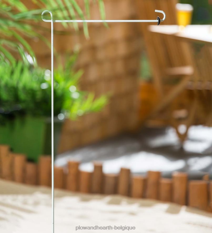 60H082649 Plow & Hearth support de drapeau de jardin blanc cour et jardin