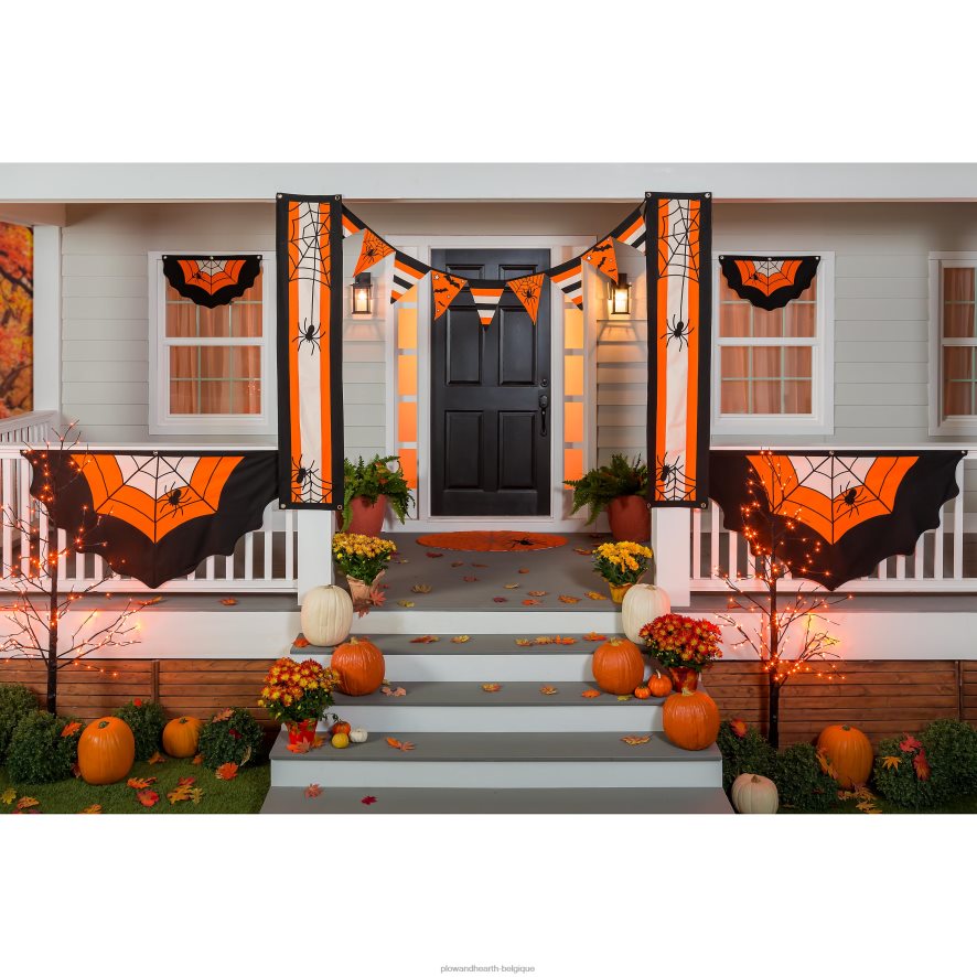 60H082545 Plow & Hearth fanion en coton toile d'araignée d'Halloween cour et jardin