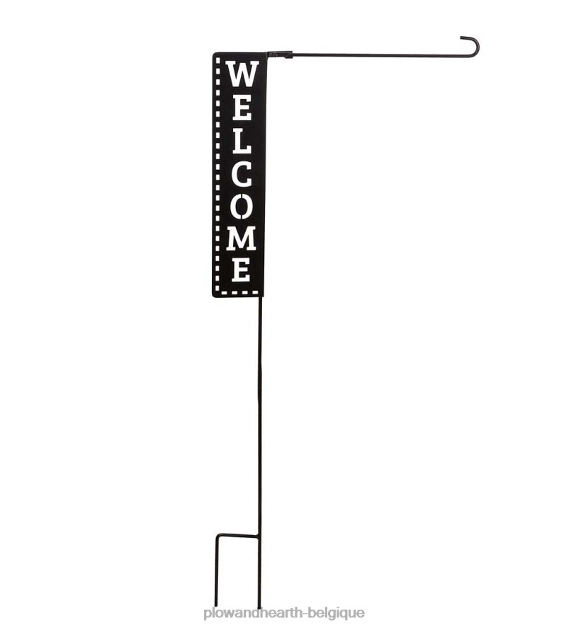 60H082191 Plow & Hearth Panneau de bienvenue découpé au laser, support de drapeau de jardin cour et jardin