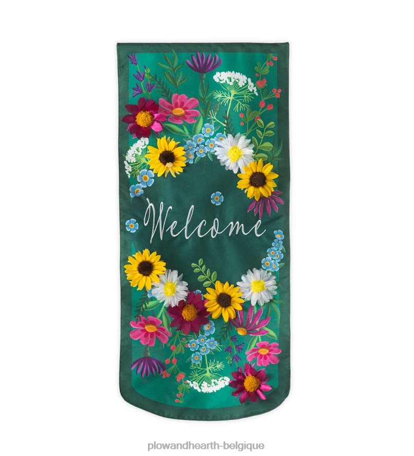 60H0823011 Plow & Hearth fleurs sauvages bienvenue fanion drapeau cour et jardin
