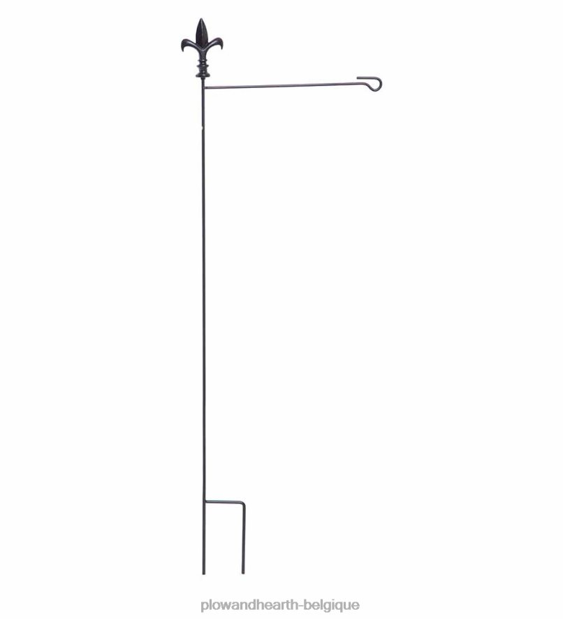 60H082359 Plow & Hearth Support de drapeau de jardin en métal avec fleur de lys cour et jardin