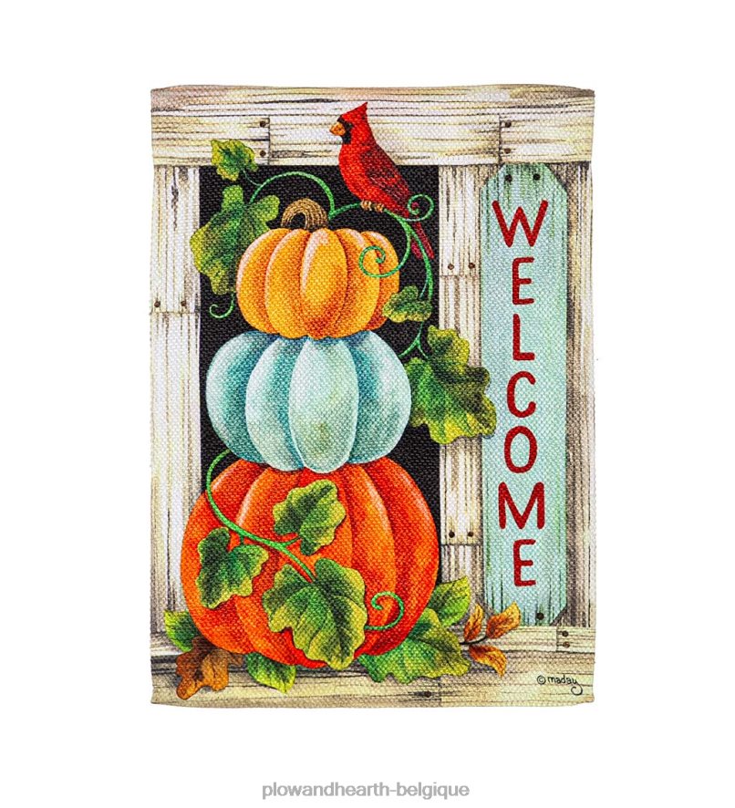 60H082552 Plow & Hearth drapeau de jardin en daim pile de citrouilles cour et jardin