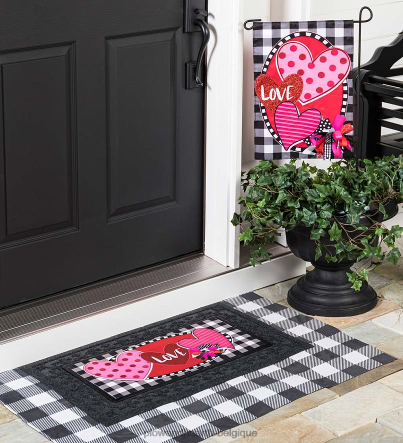 60H082566 Plow & Hearth drapeau de jardin en applique coeurs et amour cour et jardin