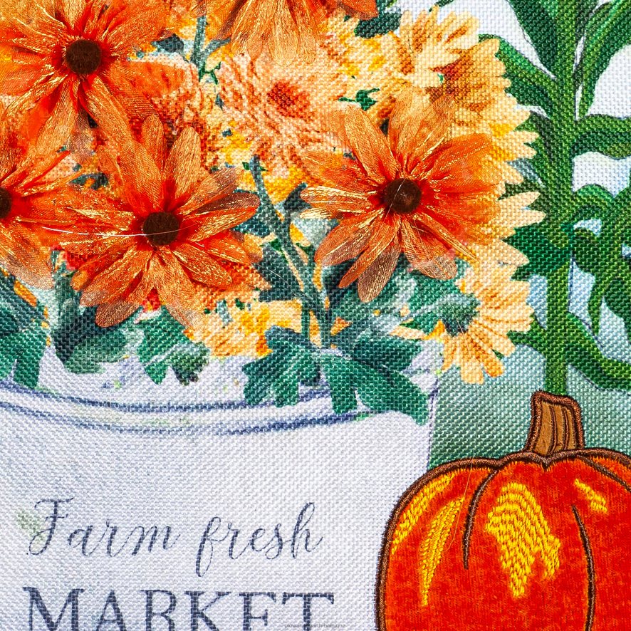 60H082578 Plow & Hearth drapeau de jardin en toile de jute du marché des produits frais de la ferme cour et jardin