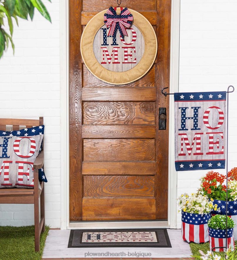 60H082580 Plow & Hearth drapeau de jardin en toile de jute americana home cour et jardin