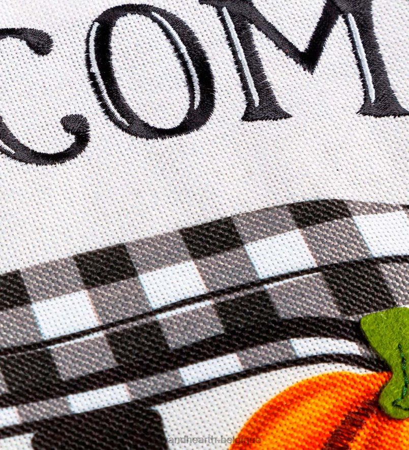 60H082616 Plow & Hearth drapeau de jardin en toile de jute pour camion à carreaux de citrouille cour et jardin