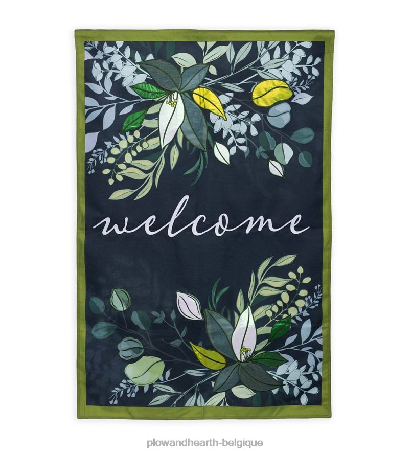 60H082620 Plow & Hearth drapeau du domaine de bienvenue botanique cour et jardin