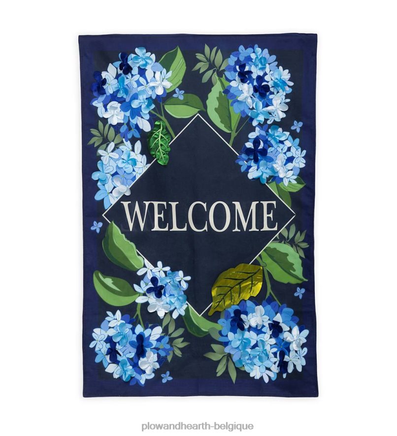 60H082624 Plow & Hearth drapeau du domaine de bienvenue hortensia cour et jardin