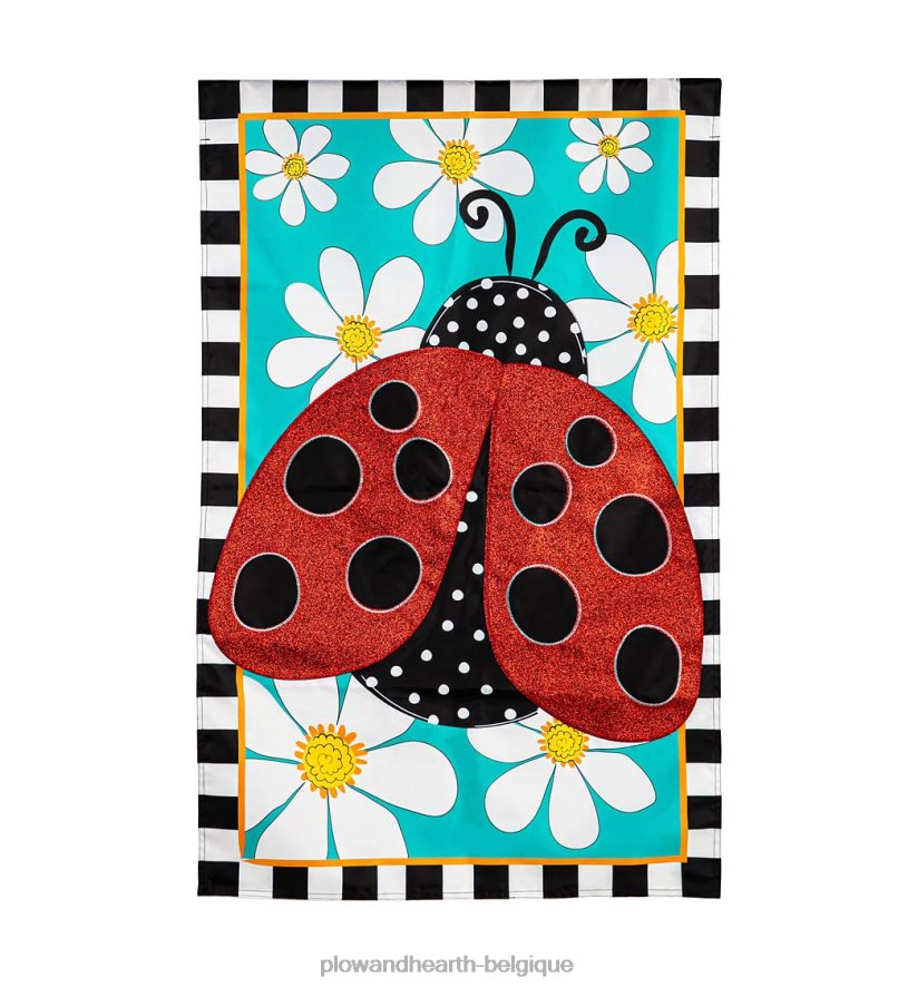 60H082625 Plow & Hearth marguerite coccinelle applique maison drapeau cour et jardin