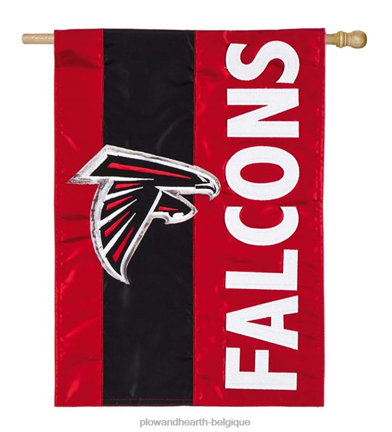 60H082635 Plow & Hearth drapeau de maison d'applique de fierté d'équipe de nfl embelli double face - faucons d'atlanta cour et jardin